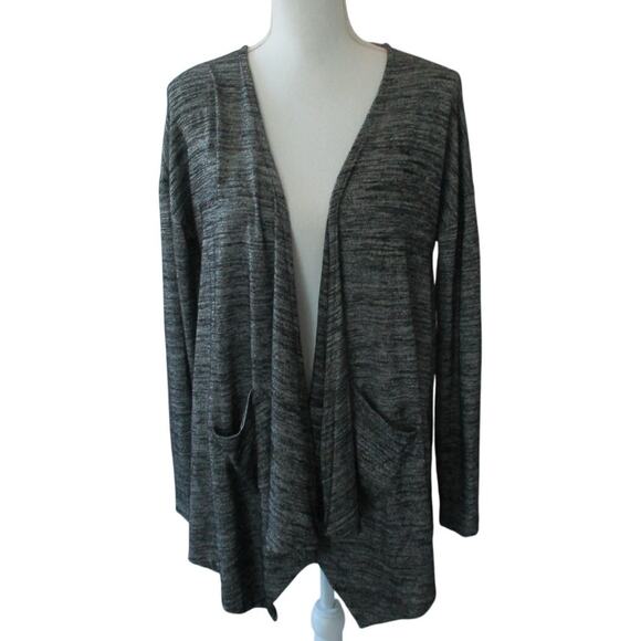 Mudd Women's Long Sleeve Gray & Black Open Front Cardigan Sweater Size Medium - Picture 1 of 10